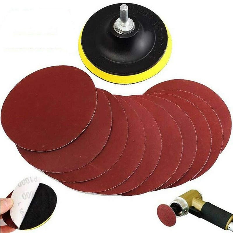 Wixine 1Set 4'' Sanding Disc Sandpaper Hook Loop 1000 Grit + Drill Adapter + Backer Pad - Image 2